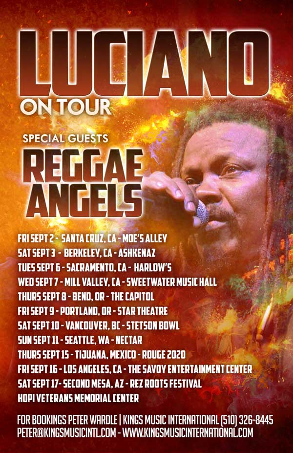 Read more about the article Luciano & Reggae Angels Touring the Western Us & Canada September, 2016