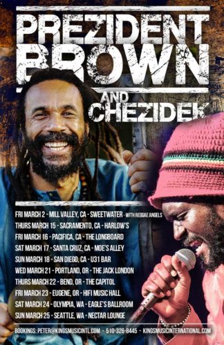 Read more about the article Prezident Brown & Chezidek – Irie Day Pilgrimage Tour, March, April 2018 – Prez New Album Journeyman Pilgrimage – Chezidek New Album Irie Day