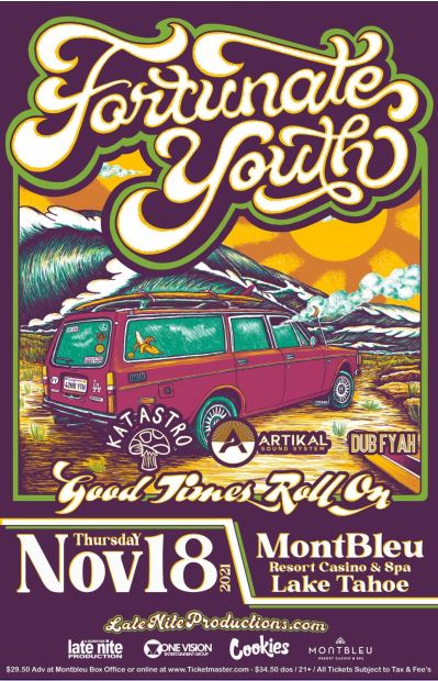 Read more about the article “Let the Good Times Roll On Tour”  – Fortunate Youth – Plus: Katastro and Artikal Sound System – Thursday, November 18, 2021 – South Lake Tahoe