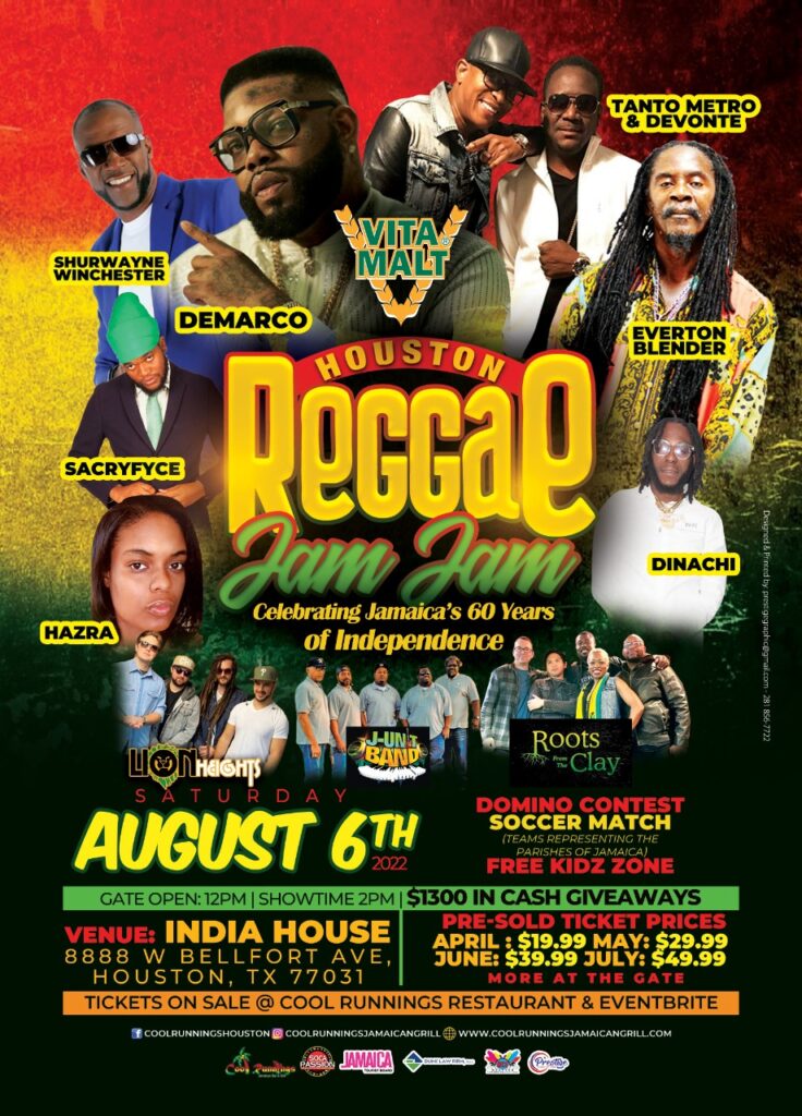 Houston Reggae Jam Jam on August 6, 2022! Reggae Festival Guide