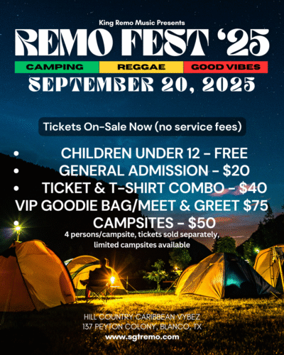 Read more about the article Remo Fest 2025, a true Texas grassroots festival, is set to bring a full day of reggae music and community spirit to Hill Country Caribbean Vybez on Saturday, September 20, 2025