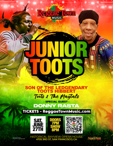 Read more about the article Saturday, June 27, 2026 – Reggae Town Music Presents -JUNIOR TOOTS – Son of the Legendary Toots Hibbert at Historic Bayview Opera House