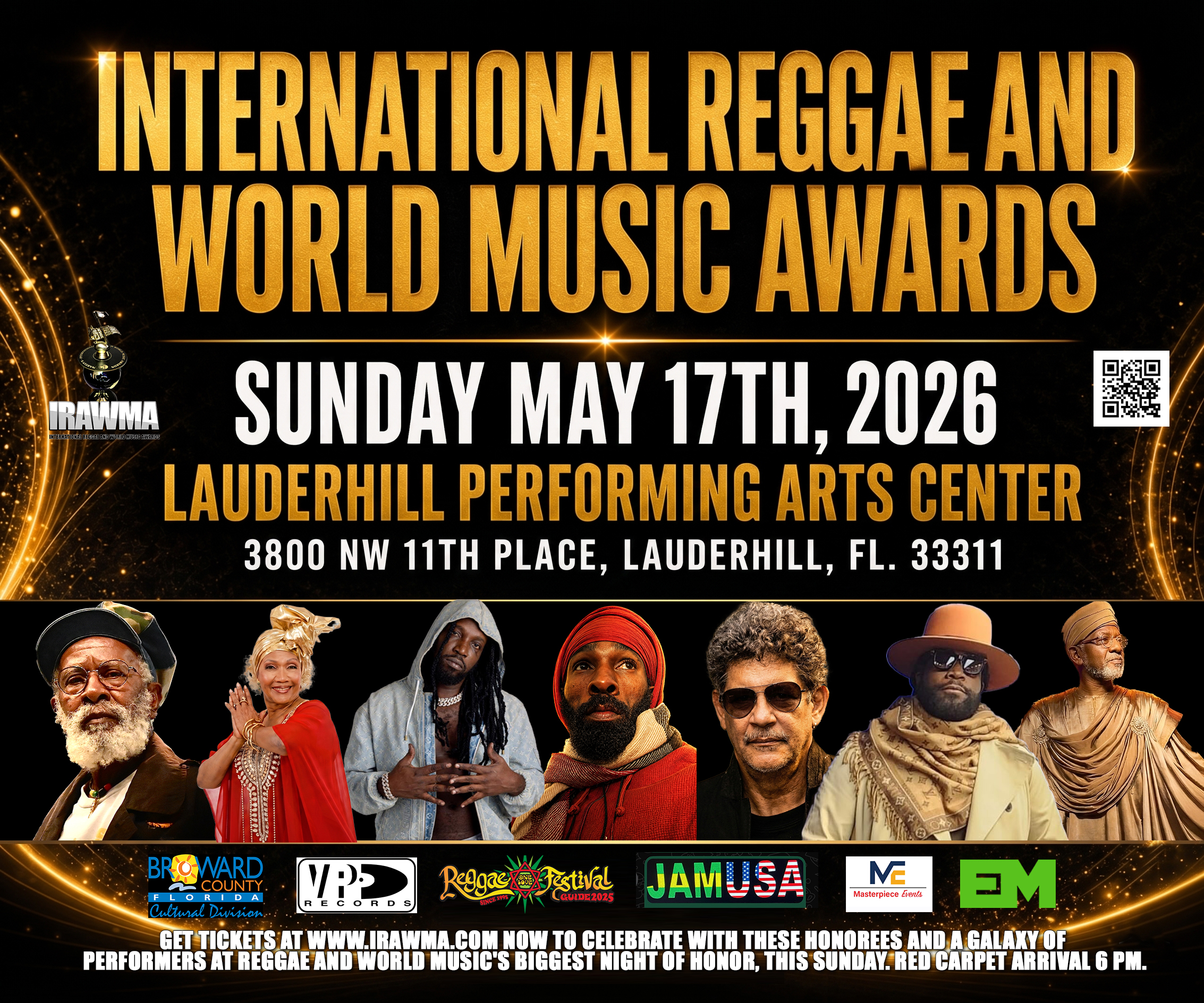 You are currently viewing Reggae & World Music’s Biggest Night Returns This Sunday — The 43rd IRAWMA Takes Over Lauderhill with Vybz Kartel Leading Nominations, DJ Khaled Among Presenters, and Major Honors for Burning Spear, Marcia Griffiths, Mavado & More