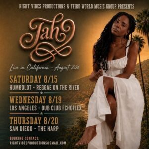 International Jamaican reggae sensation JAH9 Coming to California in August