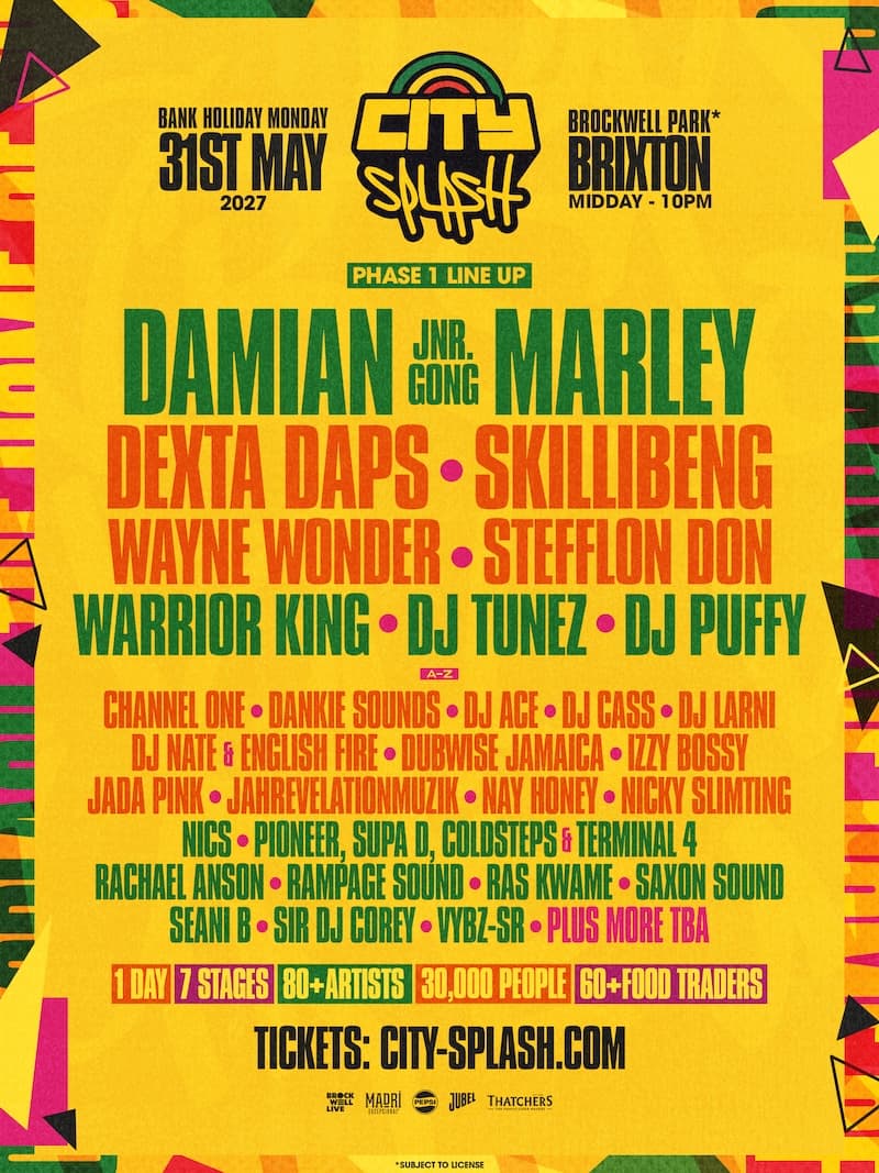 You are currently viewing U.K. – City Splash announces major 2027 lineup with Damian Marley and more